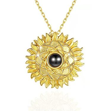 Imagem de Colar de margarida com girassol para mulheres e homens, You are My Sunshine, 100 idiomas, I Love You, joia para meninas adolescentes, Metal, Sem Pedra Preciosa