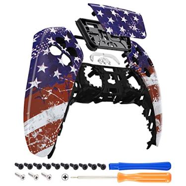 Imagem de eXtremeRate Impression US Flag Touchpad Front Top Shell Compatible with ps5 Controller BDM-010 020 030 040 050, DIY Replacement Shell Custom Touch Pad Cover Compatible with ps5 Controller
