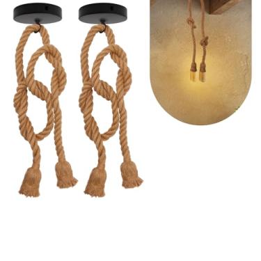 Imagem de Kit 2 Luminária Pendente Duplo Corda Sisal Rústico 1m Lpcr12