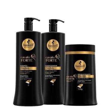 Imagem de Kit haskell cavalo forte sh cond 1 lt / masc 900g tratamento salão nov