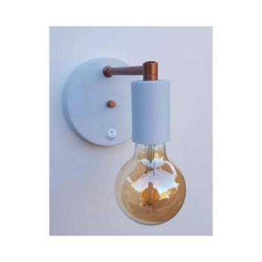 Imagem de Arandela Cabeceira Botão Liga Desliga Branca Cobre Quarto - Generic