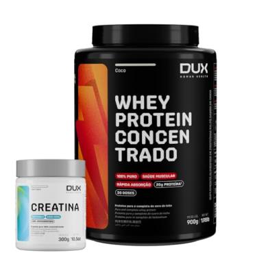 Imagem de Combo Whey Concentratado Pote 900g + Creatina 100% Monohidratada 300g pote Dux (900, Coco)