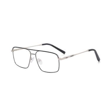 Imagem de HCPIHF Armação de óculos de metal para homens, lentes finas e transparentes, óculos de bloqueio, ponte dupla masculina, 3, tamanho único