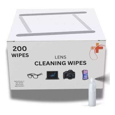 Imagem de Len Wipes 200Unidades + Limpador Borrifador - Limpa Câmeras, LCD, Smartphone, Telas Toalhete Anti-Embaçante Cleaning Wipes Seco - Antiestatica