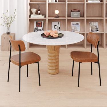 Imagem de Kit com 6 Cadeiras para Sala de Jantar Mona Yescasa Areia Corriente/Caramelo