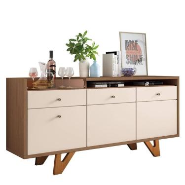 Imagem de Buffet Aparador Sollare Com 2 Portas E 2 Gavetas Castanho-off White - Hb Móveis Castanho-off White