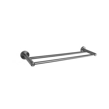 Imagem de Conjunto de acessórios para banheiro cinza, kit de acessórios, suporte de parede redondo de aço inoxidável, barra de mão, suporte para rolo de papel higiênico, gancho para toalha, barra dupla para to