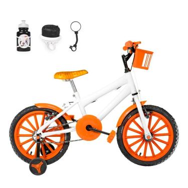 Imagem de Bicicleta Aro 16 Nylon + Kit Passeio Branca E Laranja
