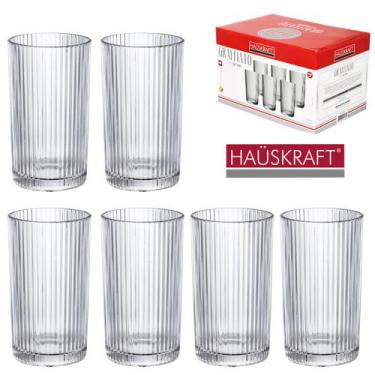 Imagem de Jogo de copo de vidro long drink graffiato hauskraft com 6 pecas 420ml