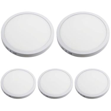 Imagem de Kit 5x Painel Plafon Sobrepor Alumínio Redondo LED 18W 20cm Bivolt Branco Frio