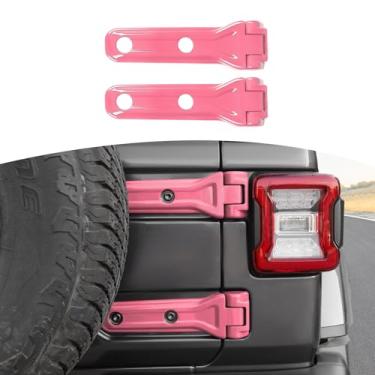 Imagem de RT-TCZ Tampa de dobradiça para porta traseira, acabamento em ABS, acessórios de decoração para Jeep Wrangler JL JLU 2018-2021 UP Sport X Sahara Rubicon rosa