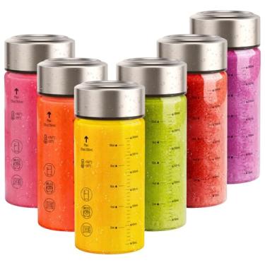 Imagem de Sursip Garrafas de suco de vidro com tampas – Garrafas reutilizáveis de boca larga para sucos, vitaminas, água – livre de BPA, à prova de vazamento, vidro borossilicato, tampas de aço inoxidável