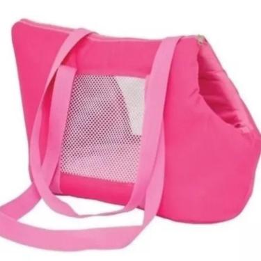 Imagem de Bolsa Mochila De Ombro Passeio Seguro Cachorro Gato De Nylon Rosa