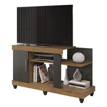 Imagem de Rack Bancada Para Sala Canadá Freijó Grafite Perolizado - Móveis Leão