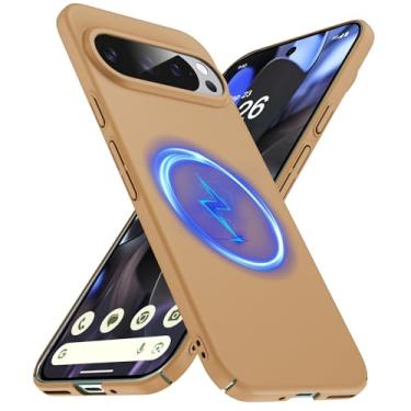 Imagem de GRECAZO Capa fina magnética adequada para Google Pixel 10 Pro/Pixel 10 [compatível com MagSafe] Capa rígida ultrafina leve durável minimalista fosca à prova de choque antiderrapante - marrom mocha