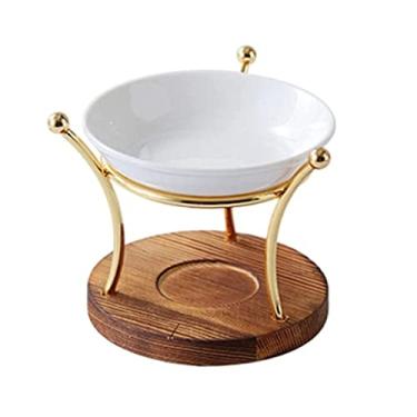 Imagem de Aquecedor de cera de ferro forjado com fundo de madeira, aquecedor de cera de vela para aromaterapia a óleo perfumado, fogão, ioga, escritório, decoração de casa, cera derretida