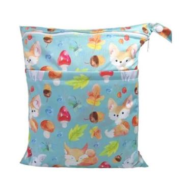 Imagem de Bolsa Impermeável Reutilizável Para Fraldas De Bebê 36cmx29cm Com Dois
