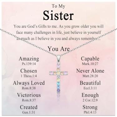 Imagem de Colar de cruz para meninas, joias religiosas cristãs, presentes para meninas, filha, neta, irmã, sobrinha, amiga, aniversário, Natal, Dia dos Namorados, Páscoa, formatura, batismo, comunhão, presente