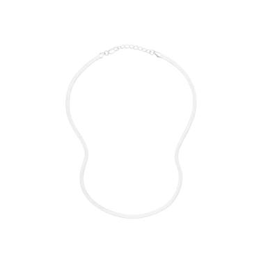 Imagem de Colar Choker fita grumet Laminada feminino Folheada A Prata Antialergico