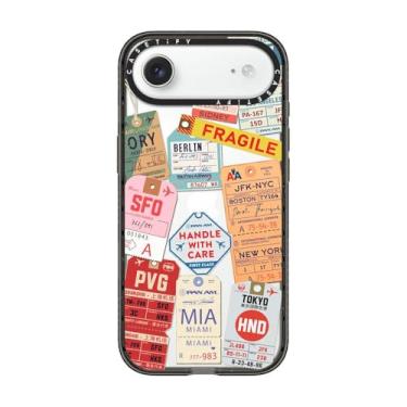 Imagem de CASETiFY Capa Impact para iPhone Air [Compatível com carregamento fino/sem fio/2,5 m. Proteção contra quedas de grau militar 4X] - AirTags - Preto transparente