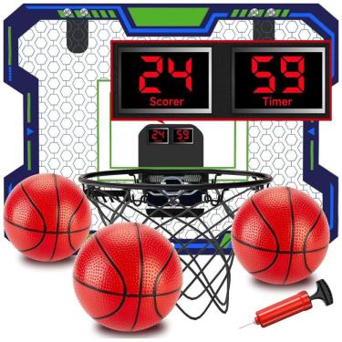 Imagem de Mini Cesta de Basquete com 3 Bolas, Contagem Regressiva e Acompanhamento Musical, Ideal para Crianças e Adultos, VIGNUTO, Azul