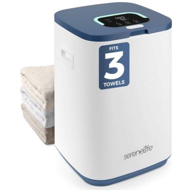 Imagem de Aquecedor de Toalhas SereneLife Quadrado para Banheiro, Acomoda 3 Toalhas Grandes, Com Display LED, 24h de Atraso, 3 Modos de Aquecimento.