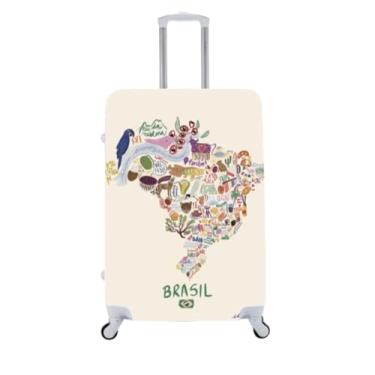 Imagem de Capa de Mala Personalizada Mapas Mundi Estilo e Proteção Para Suas Viagens Bagagem (P - M - G) (2, M- Até 68 Cms)