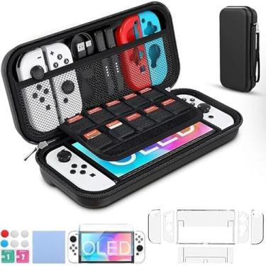 Imagem de Case Para Nintendo Switch e Switch OLED – Estojo de Transporte Premium | Capa Protetora Resistente com 6 Compartimentos | Bolsa Espaçosa Para Viagens | Proteção Completa Para Jogos e Acessórios