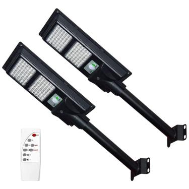 Imagem de Luminária Solar Externa 8000 Lumens a Prova d 200W com Controle Remoto, 2 Unidades, GLW, Preto