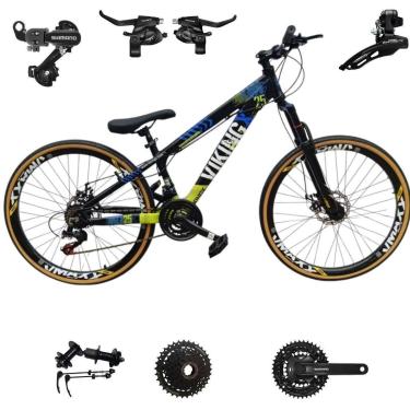 Imagem de Bicicleta 26 VikingX T25 24v Freeride SHIMANO K7 Indexado Pneu Slick Fino Fx Amarela1.50-Unissex