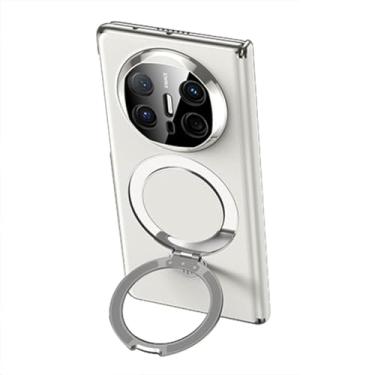 Imagem de HAOMRIYL Capa de couro para Huawei Mate X6, anel magnético ajustável suporte capa traseira de telefone com dobradiça capa protetora à prova de choque, branca, Mate X6