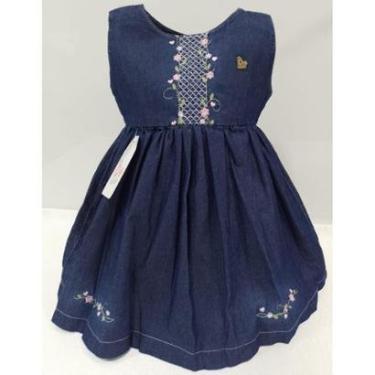 Imagem de Vestido Luxo Menina Bordado Malha Denim D+ Baby Verão 60211 - Rosa - TAM 2 ANOS-Feminino