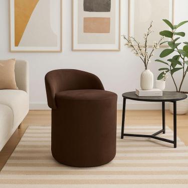 Imagem de Puff Banco Orgânico Encosto Redondo Sala Estar Quarto Suede Marrom
