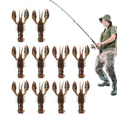 Imagem de Isca de lagostim | Isca de pesca realista de lagostins | Design de isca de natação macia com aroma natural para ambiente aquático de aquário de água salgada Lake River