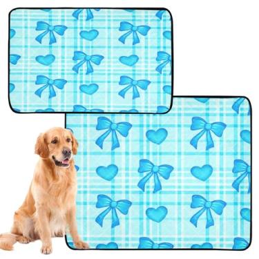 Imagem de CEBUGI Almofadas de xixi laváveis para cães, pacote com 3, almofadas impermeáveis para filhotes de cachorro, antiderrapante, à prova de vazamento, para cama de cercadinho, arcos azuis