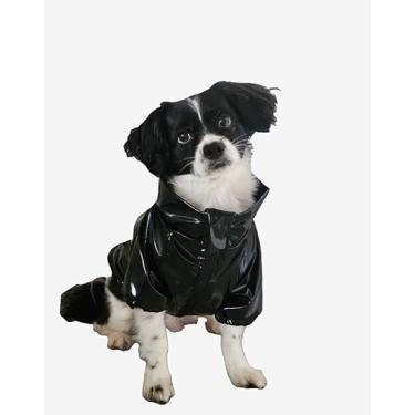 Imagem de Jaqueta corta-vento para pet Vinil PRETA - Capa de chuva (G1)