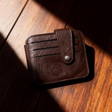 Imagem de Carteira fina para homens, carteira portátil de poliuretano com porta-cartões, carteira compacta para homens, viagens diárias de compras, Marrom, Casual