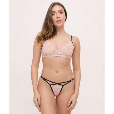 Imagem de Calcinha String Fio Dental Renda Marisa-87026, Rosa, Preto, GG