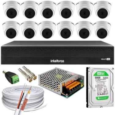Imagem de Kit 12 Câmera 1220D mic intelbras Com Áudio dvr 1016 C/hd 500gb