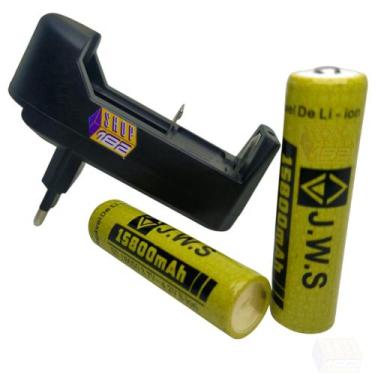 Imagem de 2 Bateria 18650 15800mah 4.2v C/ Chip + Carregador JWS