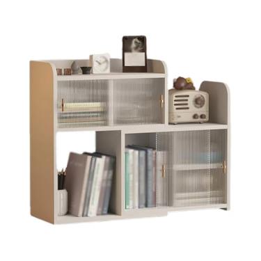 Imagem de Armário de arquivo branco com placa de densidade, prateleira de armazenamento expansível de 2 camadas, com organizador de arquivos de porta de plástico, para escritório, casa, cozinha, impressora