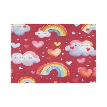 Imagem de Burbuja Jogo americano conjunto de 6, tapetes de mesa antiderrapantes laváveis para dia dos namorados, jogo americano resistente ao calor para cozinha, mesa de jantar, ambientes internos e externos