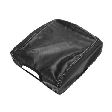 Imagem de REPAIROCK Capa de apoio de braço de tampa de console para Ford F-150 2015-2020 Tahoe protetor de braço protetor de braço de couro de microfibra com fibra de carbono médio preto