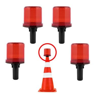 Imagem de Sinalizador Solar Viario Kit 4 Uni Rodovia Rua Estrada Alerta Cone Emergencia Obra