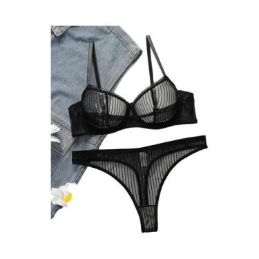 Imagem de Conjunto De Sutiã E Calcinha De Renda Sexy Para Mulheres, Roupa Íntima