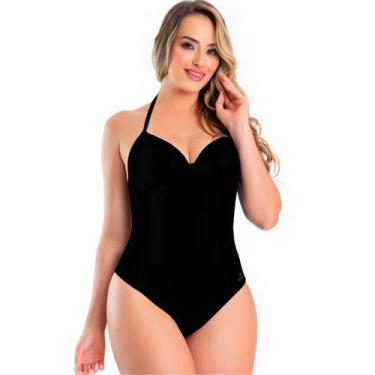 Imagem de Maiô Banho de Mar Alça Fina Com Bojo Zero Barriga Modela e Reduz Moda 