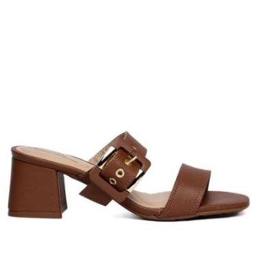 Imagem de Tamanco Feminino Modare Calce Fácil Salto Bloco Avelã/Bege-Feminino