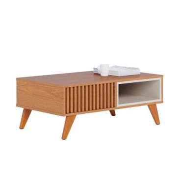 Imagem de Mesa de Centro Ripada Jeri Freijó e Off White - Modern