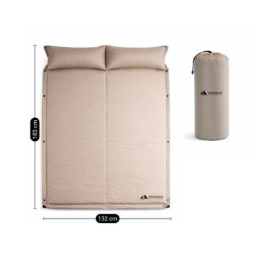 Imagem de Colchao Inflavel Automatico Casal 192x133cm PVC com Travesseiro Bege p