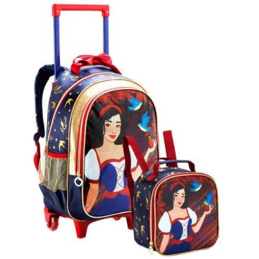Imagem de Kit Escolar Princesa Mochila Rodas Costas + Lancheira Az - Clio